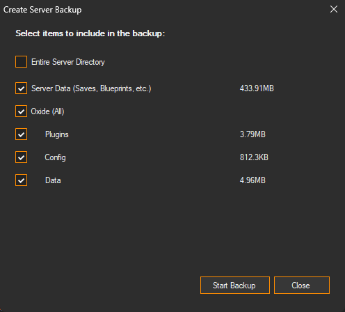 Backup Server Button